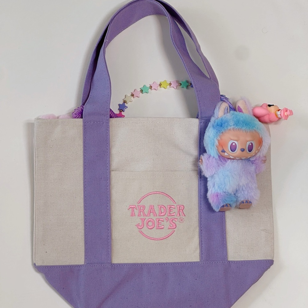 Trader Joe's Purple Mini Tote Bag Custom with Labubu - Picture 5 of 5
